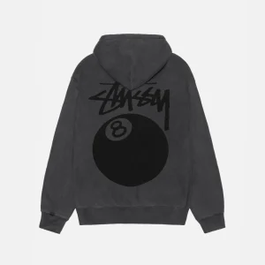 8 BALL HOODIE PIGMENT DYED BLACK