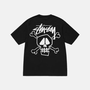 SKULL & BONES BLACK TEE PIGMENT DYED