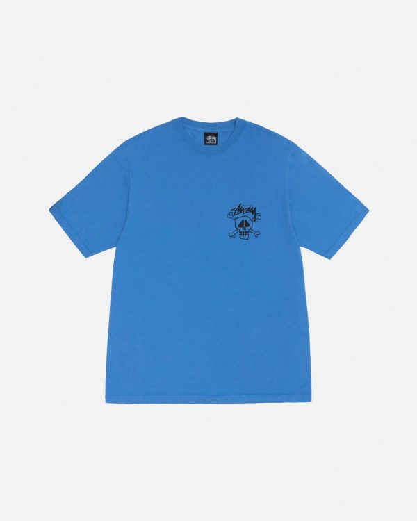 SKULL & BONES BLUE TEE PIGMENT DYED