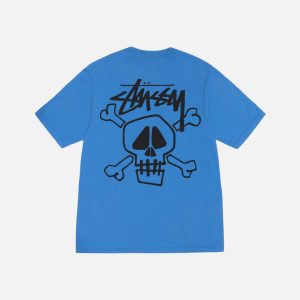 SKULL & BONES BLUE TEE PIGMENT DYED