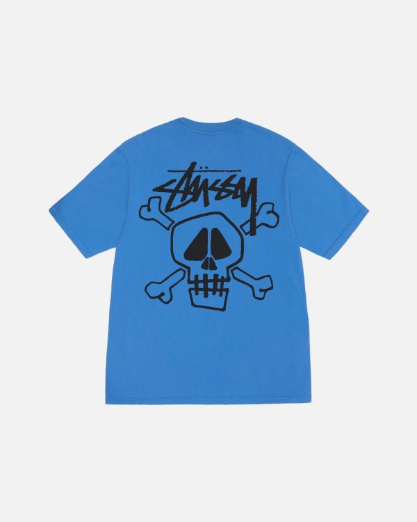 SKULL & BONES BLUE TEE PIGMENT DYED