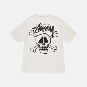 SKULL & BONES WHITE TEE PIGMENT DYED